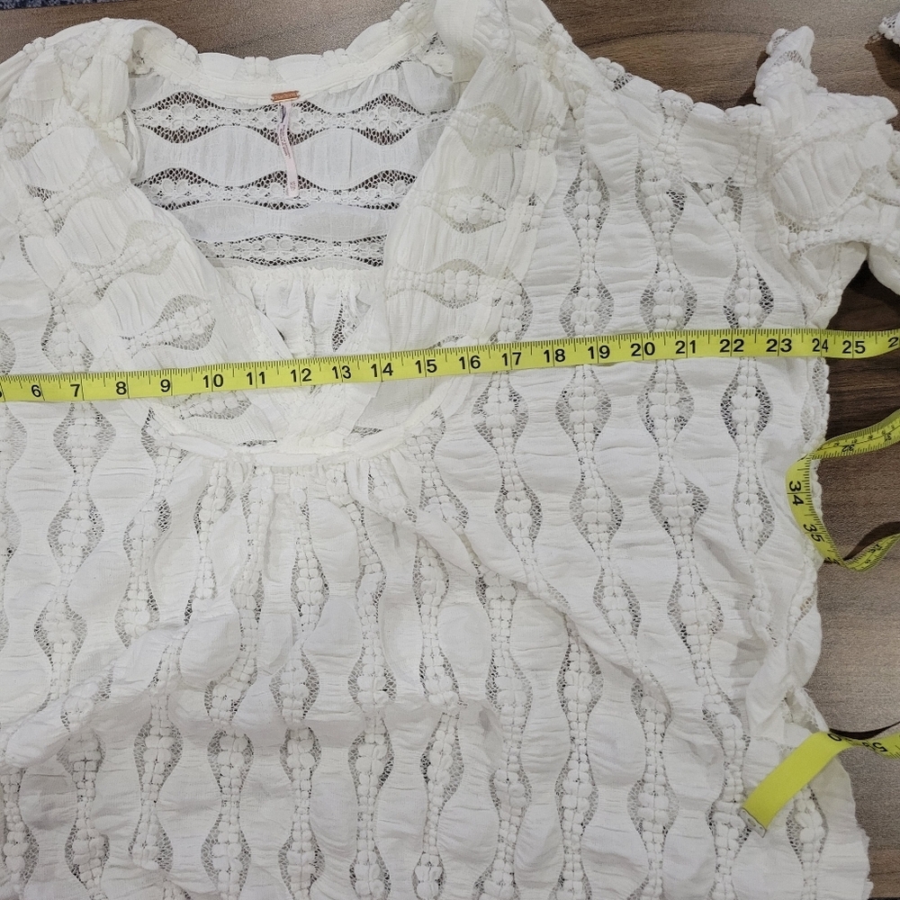 NWOT Free People Women's Candy Shop Sheer Lace Tunic Top Size XS Boho Coastal - Picture 5 of 12